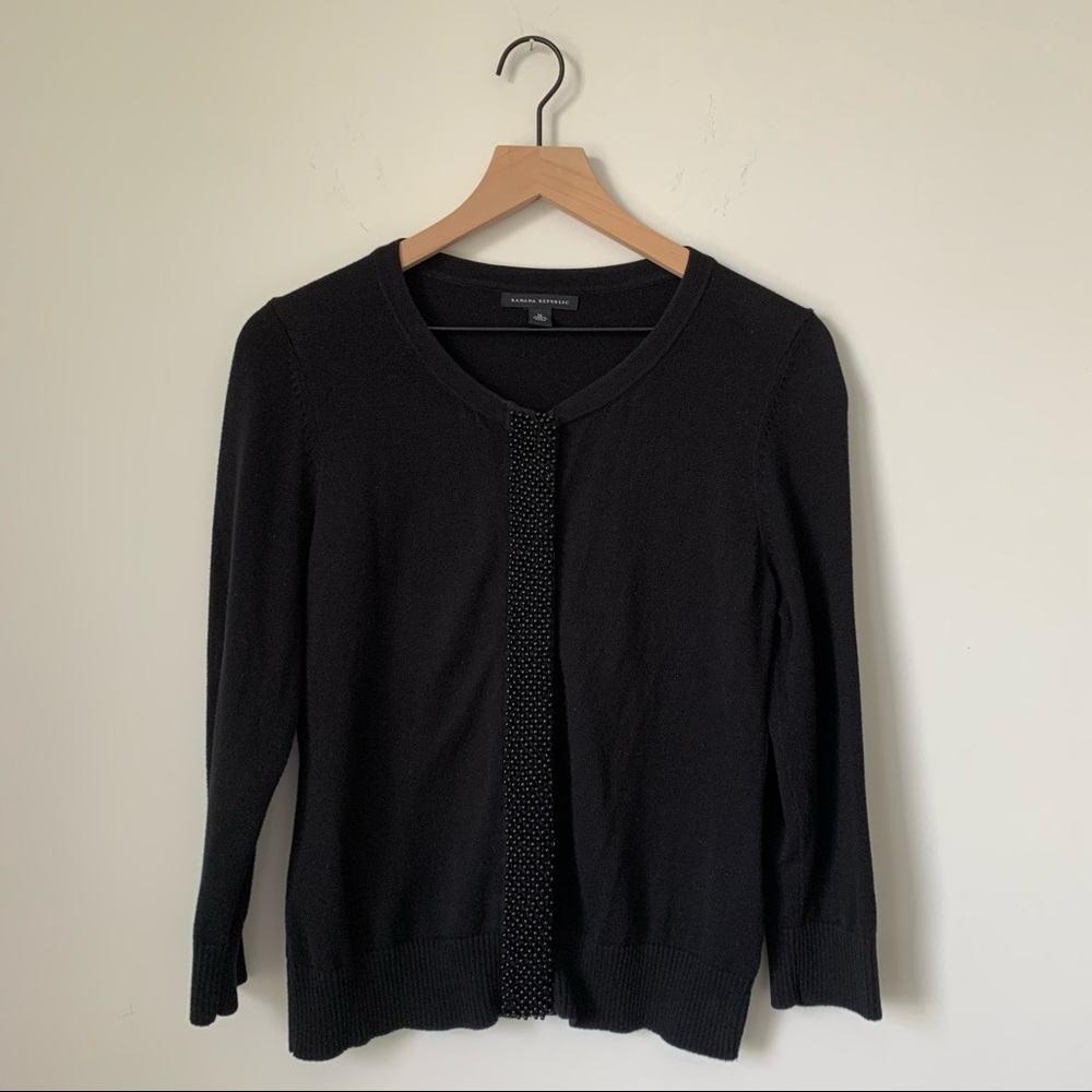 Banana Republic beaded black cardigan